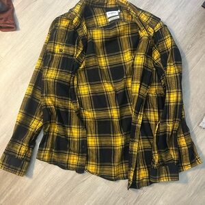 Goodfellow & Co Mustard and Black Checkered High Quality Flannel Shirt